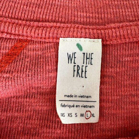 Free People Don't Forget Me button knit top coral large - Picture 4 of 9